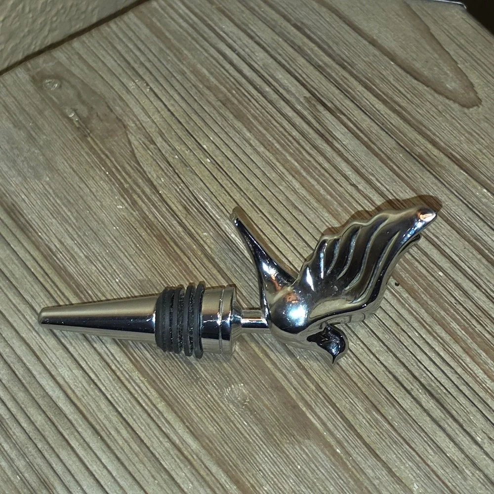 Silver Eagle Wine Bottle Stopper Chrome Metal Bird Hawk Barware Decor